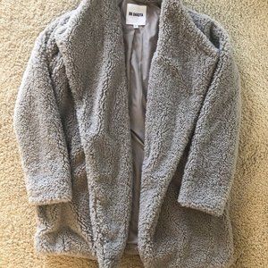 BB Dakota Grey Open Teddy Coat